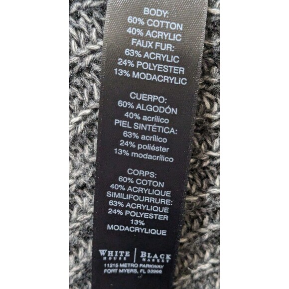 WHBM Sweater XS Faux Fur Open Front Knit Back Fur Front Mob Wife - Picture 12 of 12